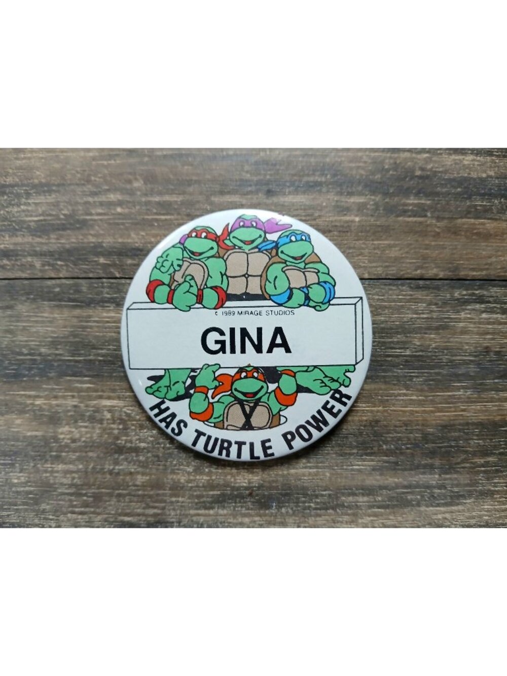 1980's Ninja Turtles Badge Pin Gina Has Power Mirage Studios Cool Kid Bag Gear